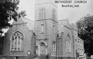 Bourbon Indiana Methodist Church Exterior Real Photo Antique Postcard K13703 