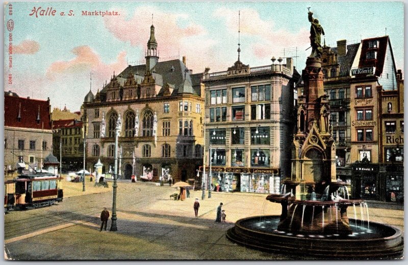 Halle A.S Marktplatz Germany Town Square Buildings Landmarks Postcard