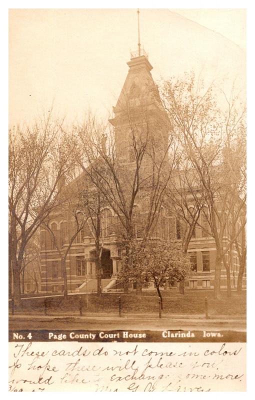 Iowa  Clarinda  , Page County Court House ,  RPC