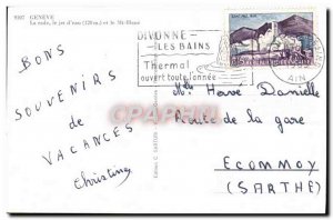 Old Postcard Geneve La Rade Jet D & # 39Eau Swans