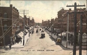 Antique PC Owen Sound Ontario ON Poullett Street Scene TROLLEY STREETCAR