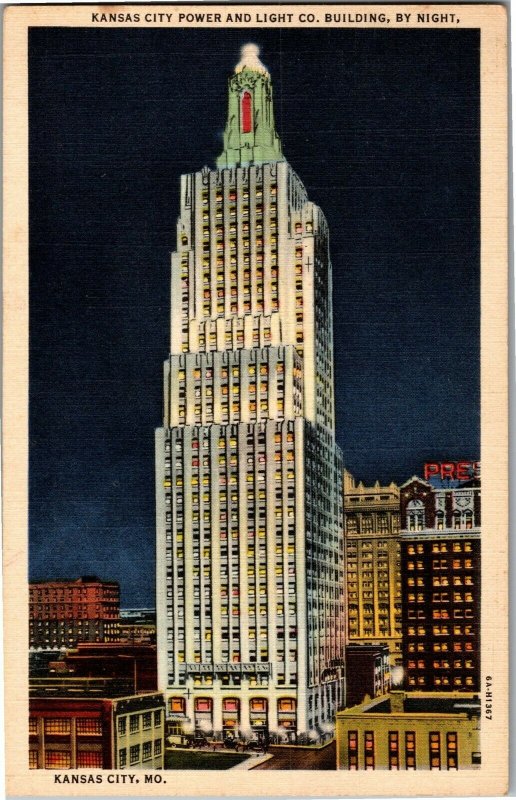 Kansas City Power and Light Building Kansas City MO Vintage Postcard C06