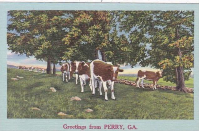 Georgia Greetings From Perry Landscape Scene With Cows