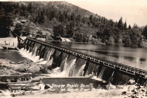 Vintage Postcard Real Photo Savage Rapid Dam on Roque River Oregon OR RPPC