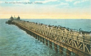 Long Beach California CA Pier & Sun Parlor Litho Postcard Unused