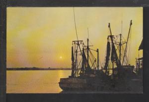 Shrimp Boats at Sunset Postcard 