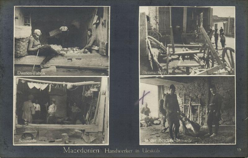 macedonia, SKOPJE ÜSKÜB UESKUEB, Craftsmen Forge Smith Wheelwright (1917) RPPC