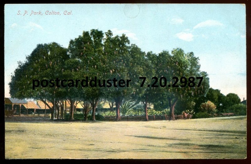 h1993 - COLTON California Postcard 1910s SP Park by Thiebaud