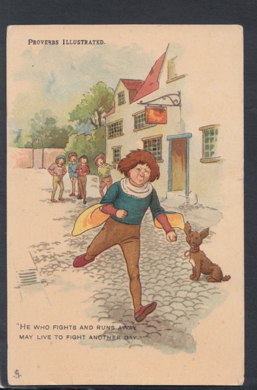 Literature Postcard - Proverbs Illustrated - Boy Running Away - HP1