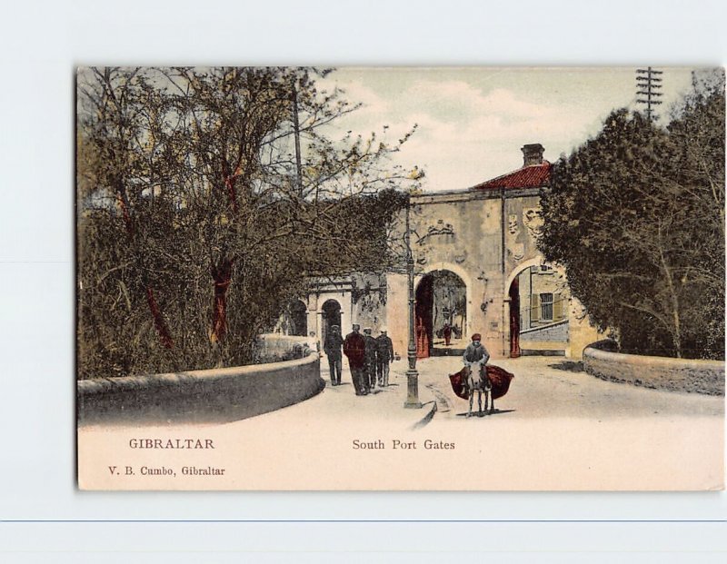 Postcard South Port Gates Gibraltar British Overseas Territory