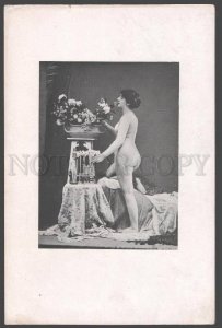 092706 ART NOUVEAU FRENCH NUDE RISQUE GIRL long hair Vintage#9