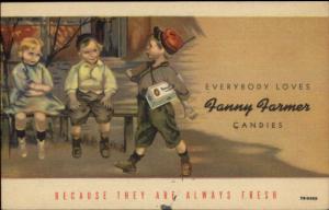 Boy Plays Soldier - Fanny Farmer Candy Linen Adv Postcard