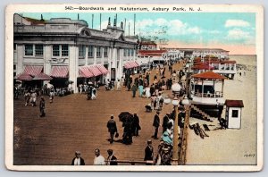 1923 Boardwalk And Natatorium Asbury Park New Jersey NJ Crowded Posted Postcard