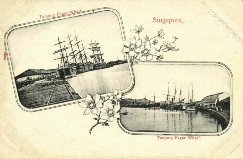 straits settlements, SINGAPORE, Tanjong Pagar Wharf (1899) Postcard