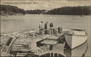 South Bristol ME Fisherman's Dock Lobster Traps c1940s Postcard