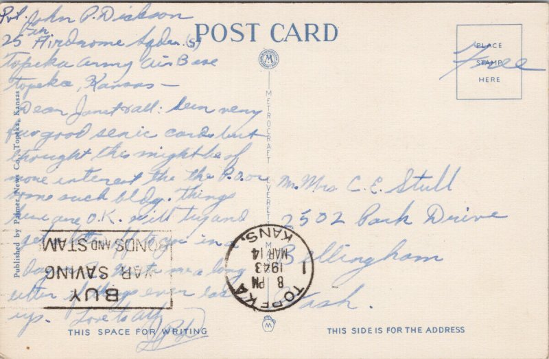 Topeka KS Sante Fe Hospital c1943 Linen Postcard G75