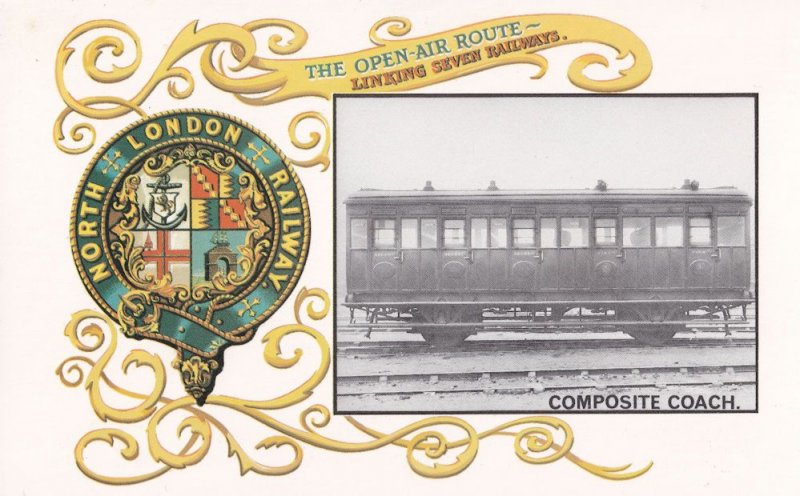 North London Railway Composite Coach Train Postcard