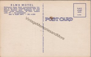 The Elms Motel South Dort Highway on US 10 Flint MI Postcard PC313