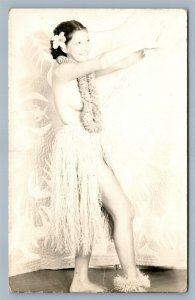 HAWAII HULU DANCER RISQUE ANTIQUE REAL PHOTO POSTCARD RPPC