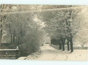 rppc Pre-1920's SNOWY ROAD WITH SNOW-COVERED TREES AC7976