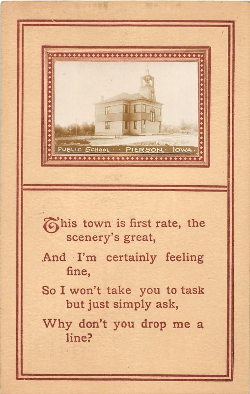 G39/ Pierson Iowa RPPC Postcard c1910 Public School Building