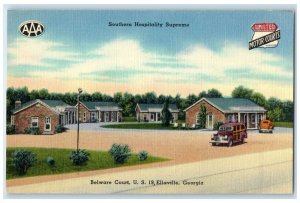 c1940s Stiles Motel Exterior Bed Room Scene Statesboro Georgia GA Trees Postcard