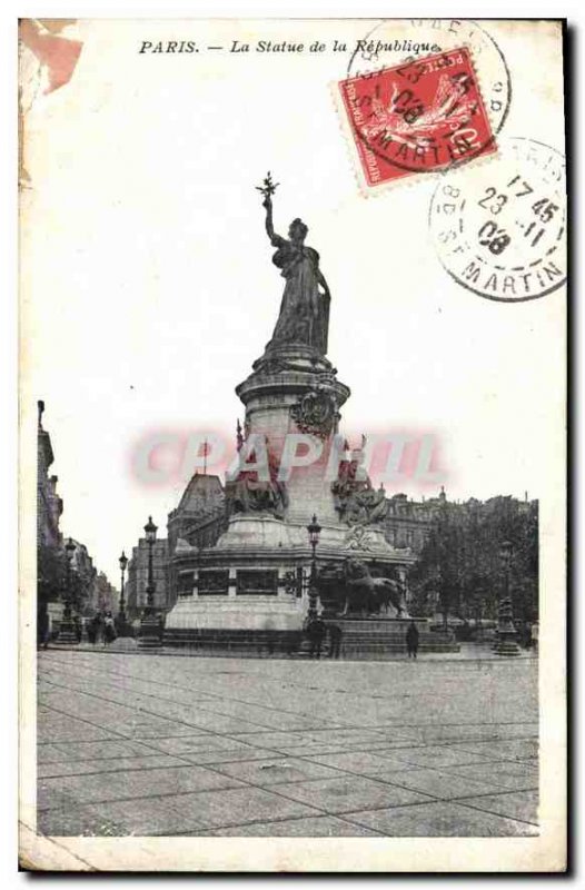 Postcard Old Paris Statue of the Republic
