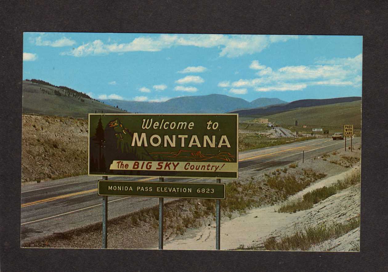 Mt Welcome To Montana Sign Monida Pass Rocky Mountains Mtn Postcard