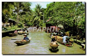 Postcard Old Thai Baat Vendors in Cancls Khulong in Thailand