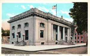 Vintage Postcard Post Office Postal Service Building Fitchburg Massachusetts MA