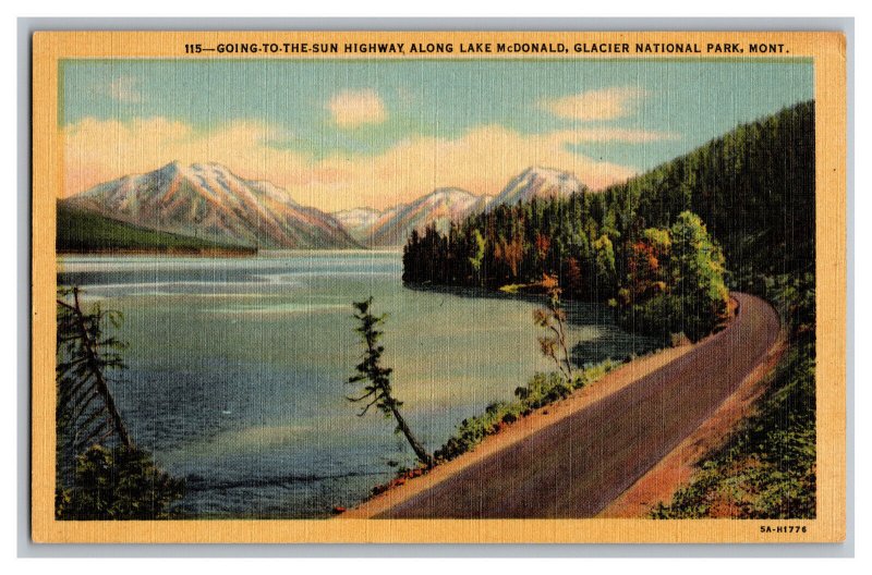 Postcard MT Going To The Sun Highway Lake McDonald Glacier Nat'l Park Montana