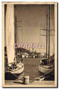 Postcard Old French Riviera Maritime Alps Cannes Yachts in the Harbor Yacht