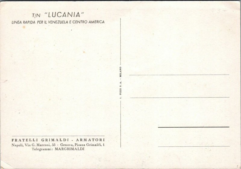 Postcard Ship T/N Lucania Venezuela + Central America