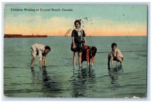 1914 Children Sea Wading Crystal Beach Canada Vintage Antique Posted Postcard