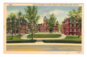 WV Morgantown University of West Virginia The Circle 1940 Vintage Linen Postcard