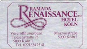 GERMANY KOELN RAMADA RENAISSANCE HOTEL VINTAGE LUGGAGE LABEL