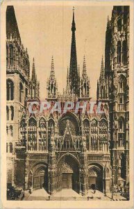 Old Postcard Rouen (Seine Inferieure) Main Facade of the Cathedral