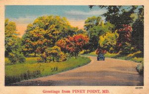 Piney Point Maryland Greetings From Piney Point, Color Linen Vintage PC U8451