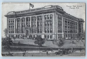 Passaic New Jersey Postcard Passaic High School Exterior c1910 Vintage Antique