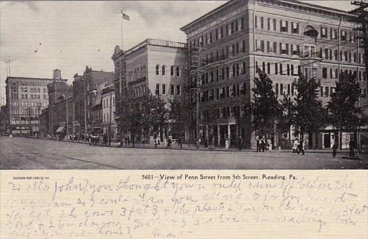 View Of Penn Street From 5th Street Reading Pennsylvania 1907