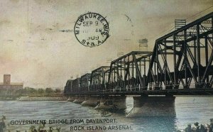 c. 1909 Government Bridge Davenport Rock Island Arsenal ILL Illinois