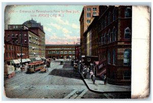 1909 Entrance To Pennsylvania Ferry For New York From Jersey City NJ Postcard 