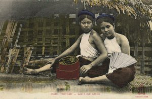 PC CPA VIETNAM, INDO CHINA, TONKIN, LES DEUX AMIES, Vintage Postcard (b20372)