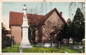 c.'10, Civil War, Confederate Statue, St Johns Church Hampton, VA,Old Postcard