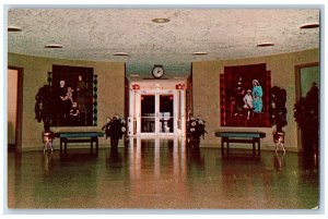 c1950's Main Lobby Copper Enameling Holy Family Convent Danville PA Postcard