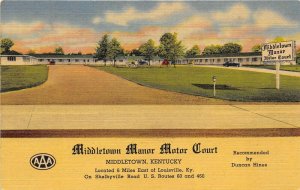Middletown Kentucky 1940s Postcard Middletown Manor Motor Court