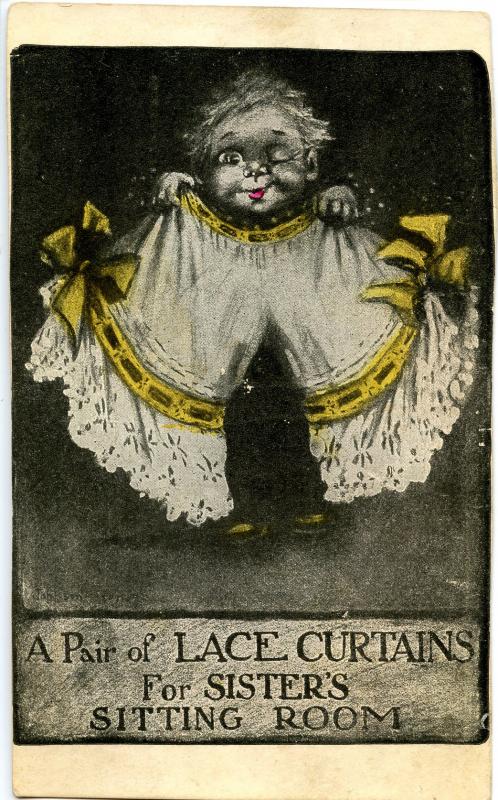 Humor - A pair of laced curtains (card has been trimmed)