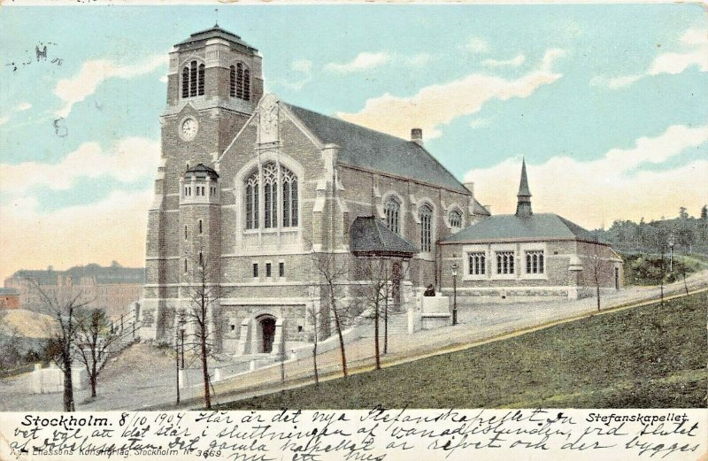 STOCKHOLM SWEDEN~STEFANSKAPELLET-ST STEPHENS CHURCH~1910 POSTCARD