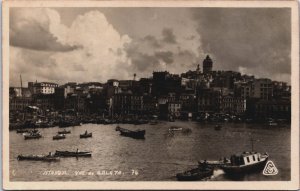 Turkey Constantinople Istanbul View Of Galata Vintage RPPC C100