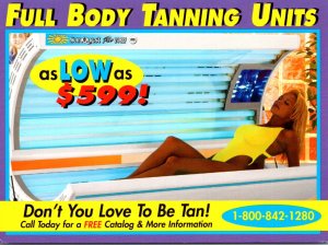 Advertising SunQuest Full Body Tanning Units